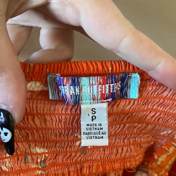 Urban Outfitters Allie tie sleeve orange floral button front bohemian blouse - Picture 10 of 11